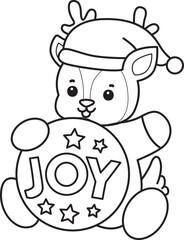 Cute Deer icon. Funny baby Deer animal series stock illustration. Life of fluffy Deer designs. Coloring pages of cute deer icon.
