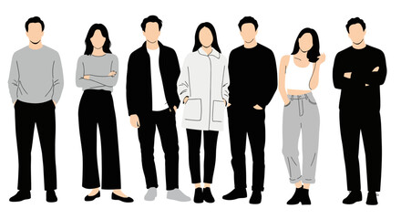 Diverse Group of People Standing Together Silhouette