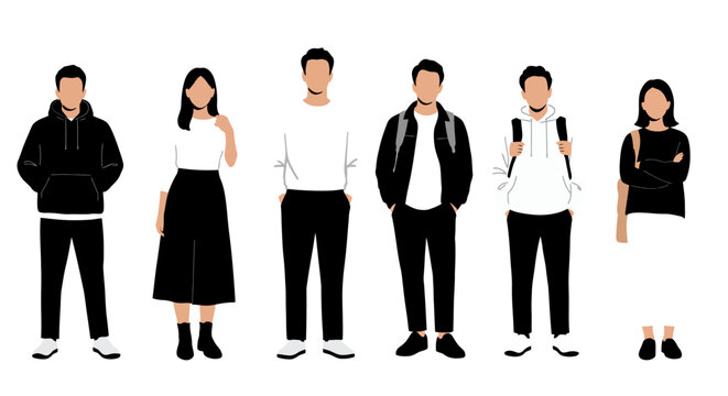 Diverse Group of Young People in Casual Fashion Silhouette