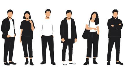 Obraz premium Diverse Group of People Standing Together in Modern Silhouette Style