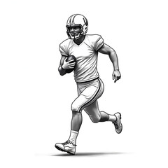 Male rugby player running with ball in monochrome illustration  