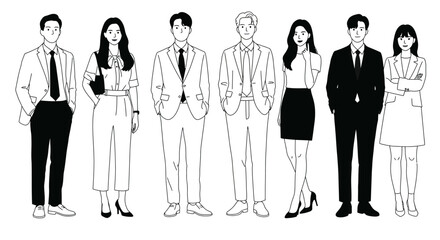 Diverse Business Team Standing Together in Formal Attire Silhouette