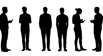 Group of People Standing Together Silhouette
