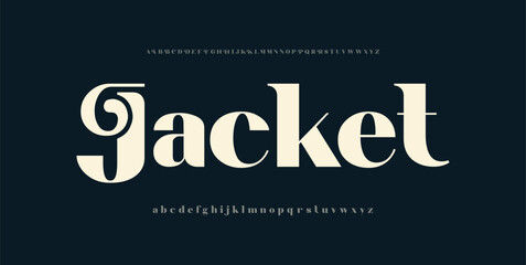 Jacket elegant unique serif alphabet display font vector illustration