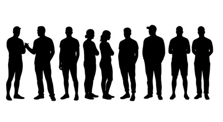 Silhouette of People Standing in Line