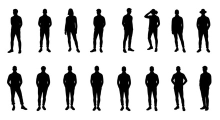 Diverse People Silhouettes Various Poses