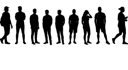 Silhouette of People Standing in a Row