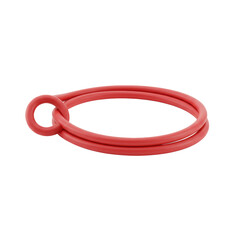 Naklejka premium Red medium-resistance elastic loop band, latex, circular shape, on a transparent, seamless, infinite plain background with shadowless studio lighting, 3/4 angle, ultra-realistic product photography,