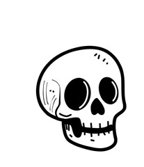 skull cute doodle hand drawn black and white
