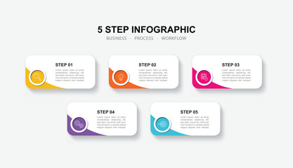 Vector Infographic label design template with icons and 5 options or steps. for your business data. Vector Illustration.