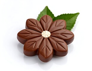 Chocolate flower confectionery on white background