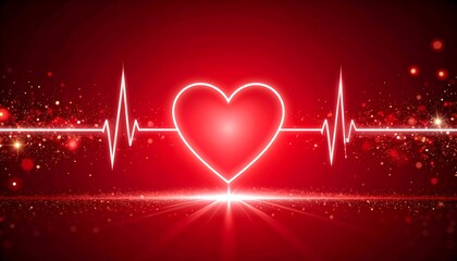 Red heart graphic with EKG lines