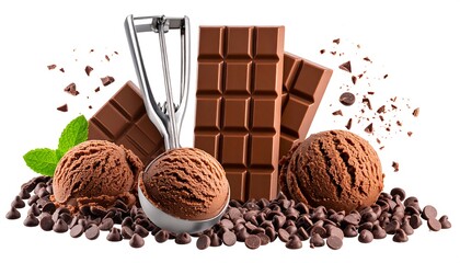 Chocolate ice cream and bars, isolated