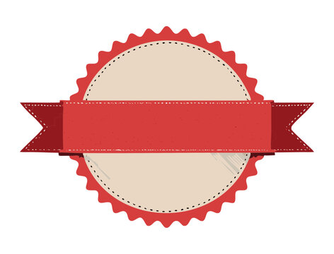 Cream Rosette Badge Flat Red Banner