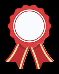 Red Rosette Badge with Solid Border
