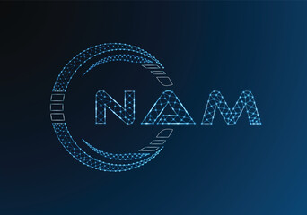 NAM low poly letter logo vector design. NAM lower poly logo design. Low poly logo.