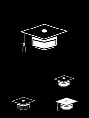 Graduation cap icon. line and glyph version, student hat outline and filled vector sign. Academic cap linear and full pictogram. Education symbol, logo illustration. Different style icons set