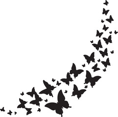 Fototapeta premium A_minimalist_black_silhouette_design_featuring, Butterflies on white background