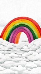 Vibrant rainbow arcs over dreamy clouds, symbolizing hope and new beginnings