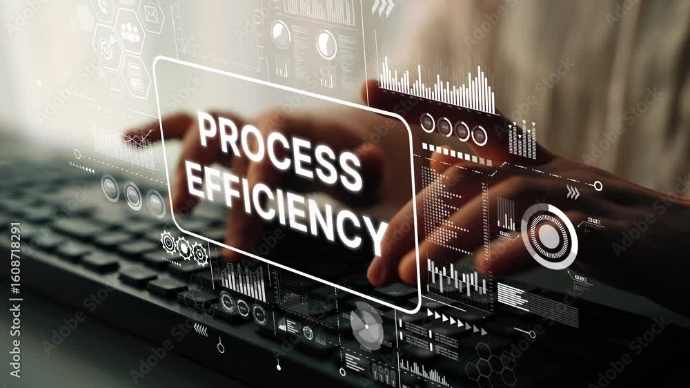 Poster optimizing business operations through process efficiency and data-driven insights. asymptotic smart
