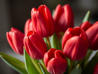 Fototapeta premium Vibrant Red Tulips in Soft Light