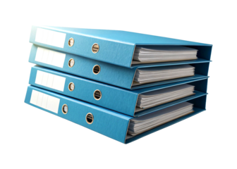Stacked Blue Ring Binders for Office Document Organization