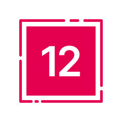 Colorful Square Number Label – [12] (Vivid Style)