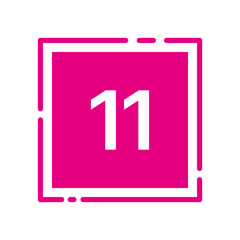 Colorful Square Number Label – [11] (Vivid Style)