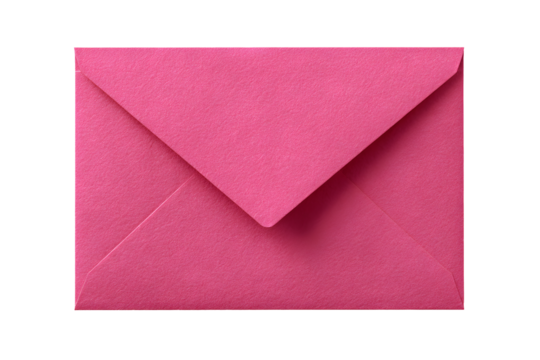 Pink glitter envelope isolated on transparent background