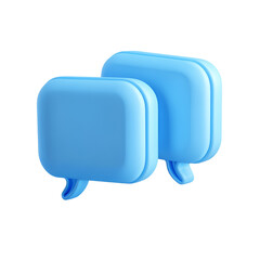 Two blue chat bubbles communicating isolated on transparent background