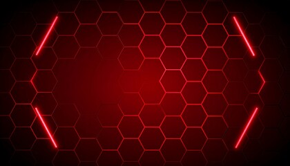 Red hexagon tech background