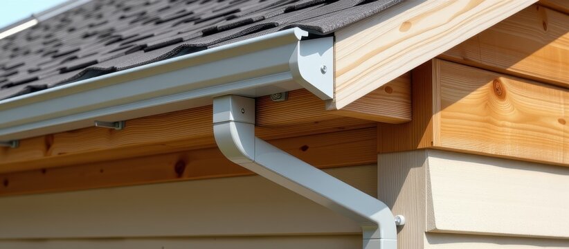 Architectural Detailing of Wooden Eaves with Gutter System in Residential Construction