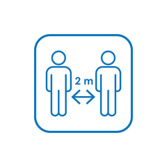 Social Distancing Line Icon &ndash; Keep 2 Meter Distance Symbol for COVID-19 Prevention and Safety
