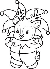 Cute Deer icon. Funny baby Deer animal series stock illustration. Life of fluffy Deer designs. Coloring pages of cute deer icon.
