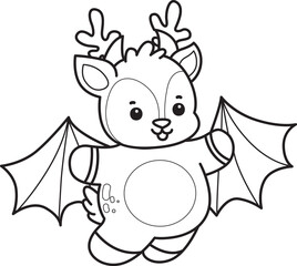 Cute Deer icon. Funny baby Deer animal series stock illustration. Life of fluffy Deer designs. Coloring pages of cute deer icon.
