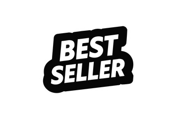 Illustration of a best seller badge with a black background and white text on a white background image