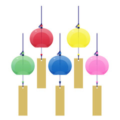 カラフルな風鈴のイラスト