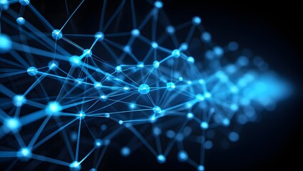 Fototapeta premium Digital network connections abstract background with glowing nodes and lines