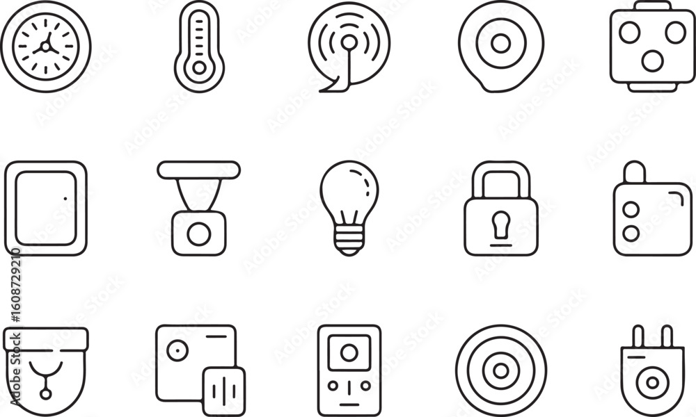 Poster modern user interface icon set featuring a distinctive silhouette style for digital applications