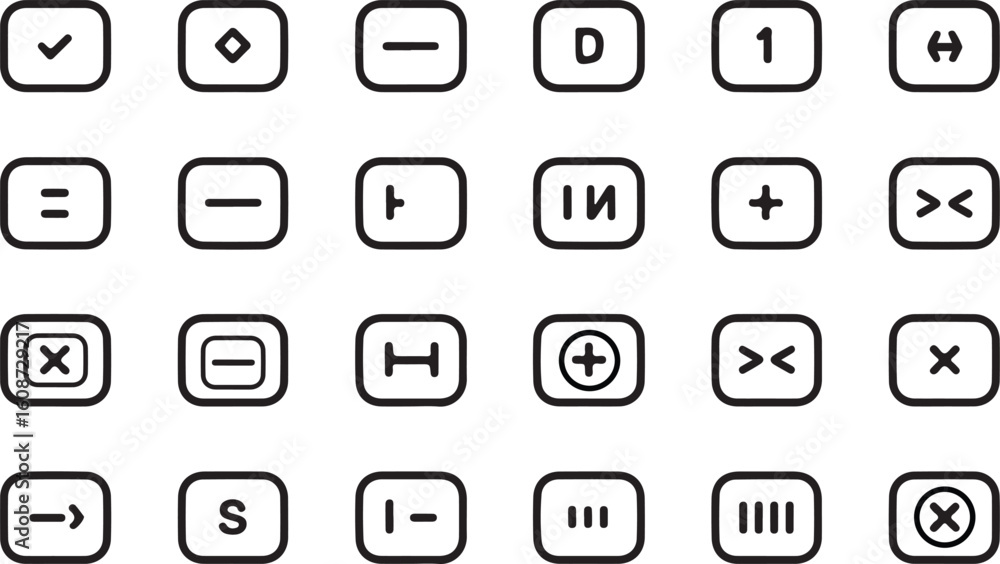 Poster modern ui icon set featuring a distinctive silhouette style for digital interfaces