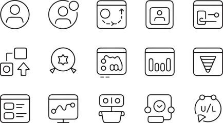 Modern ui icon set featuring a versatile black silhouette for digital interfaces and applications