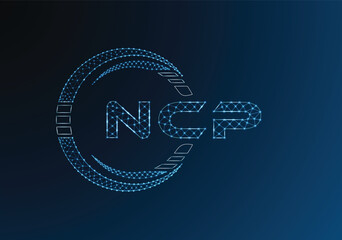 NCP low poly letter logo vector design. NCP lower poly logo design. Low poly logo.