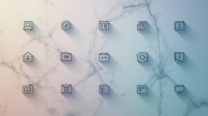 Minimal tech icons symmetrically aligned on a soft gradient surface