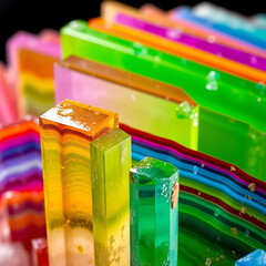 Colorful Layers of Natural Crystal Bars in Various Vibrant Hues