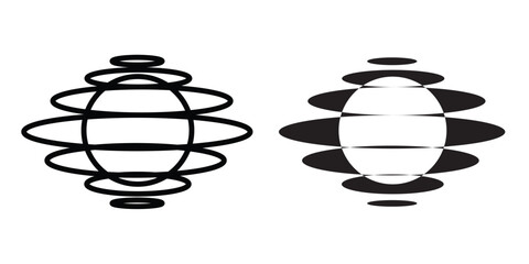 Abstract Spherical Rings Icon — Minimalist Line Art Design