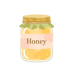 Stylish honey jar with pastel colors and elegant label, sweetness concept