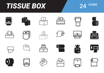 Tissue Box Icons: A collection of versatile line art illustrations depicting different types of tissue boxes and dispensers, suitable for diverse design applications.