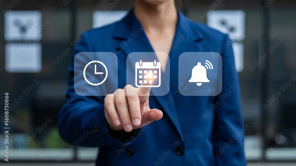 Poster scheduling appointment time management task reminder icon modern business planning digital on transp