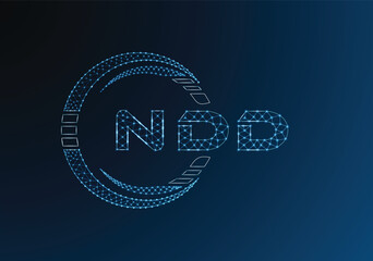 NDD low poly letter logo vector design. NDD lower poly logo design. Low poly logo.