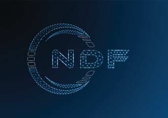 NDF low poly letter logo vector design. NDF lower poly logo design. Low poly logo.